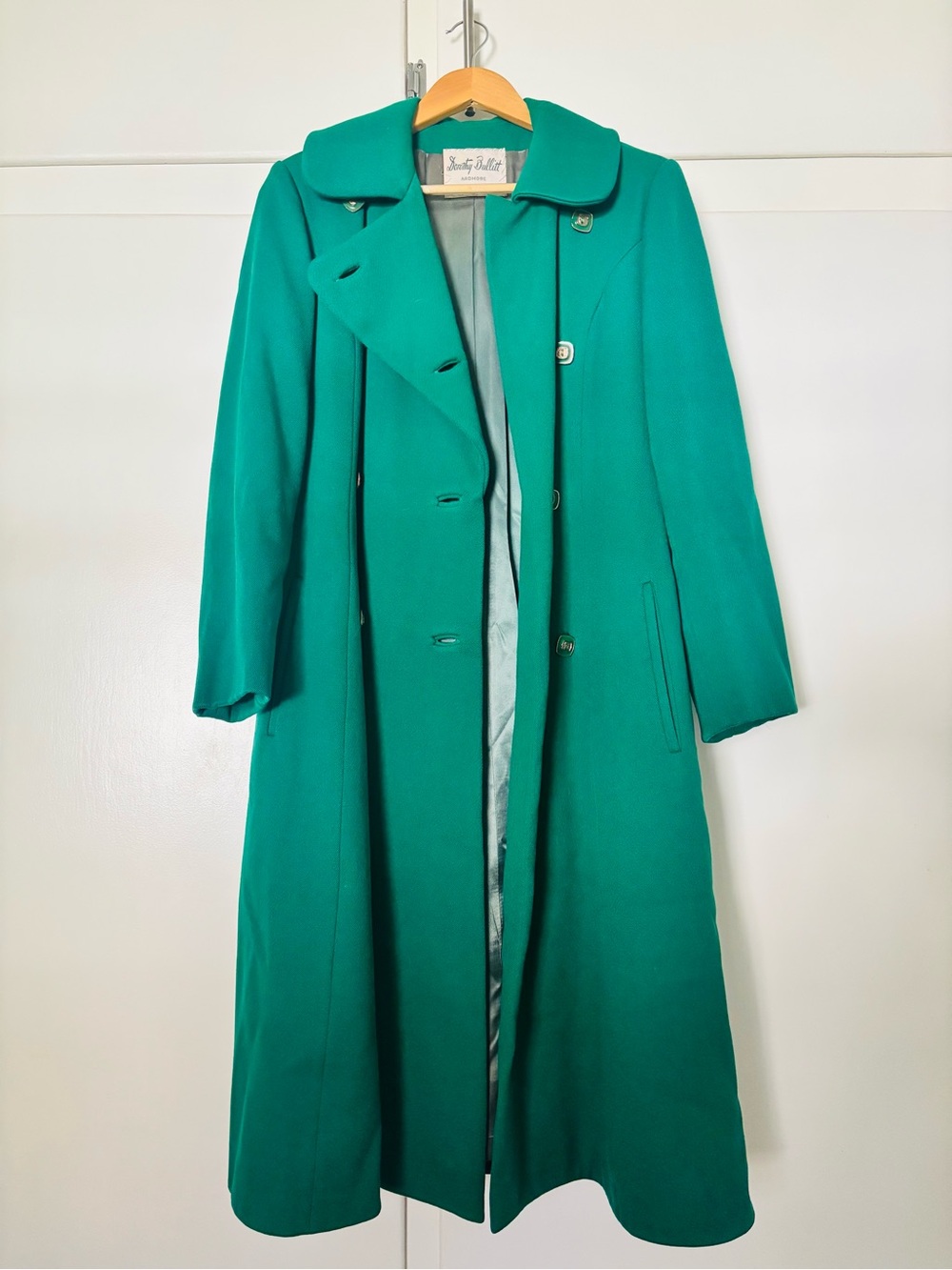 Dorothy Bullitt Women's Vintage Emerald Green Wool Blend Long Coat
